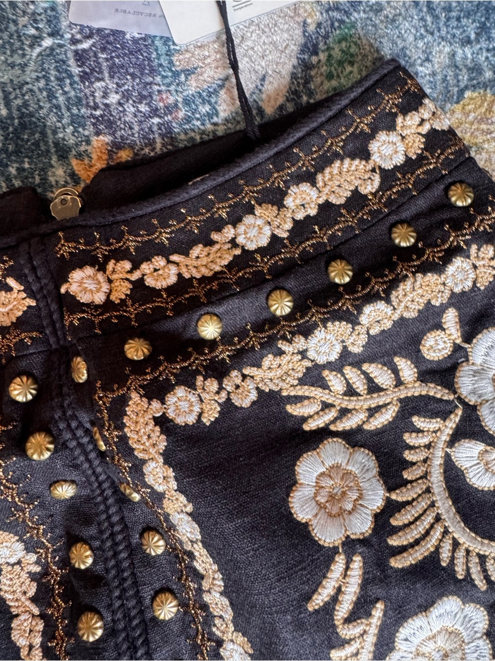 NWT Spell Remi Mini Skirt in Midnight Embroidered Black Floral - Picture 9 of 12